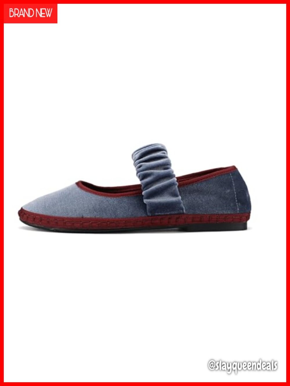 Velvet Mary Jane Flats Round Toe Ballet Shoes Ruched Strap Women